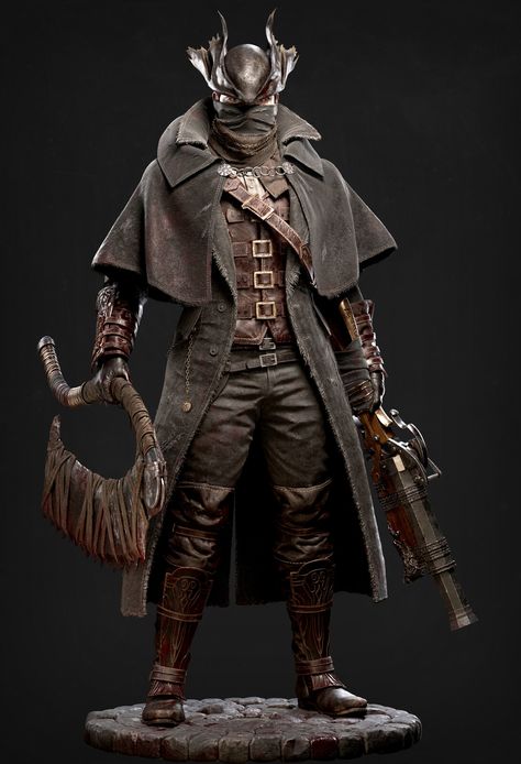 Bloodborne Hunter, Andres Zambrano on ArtStation at https://www.artstation.com/artwork/gJyqwQ Bloodborne Outfits, Hunter Bloodborne, Bloodborne Characters, Bloodborne Game, Bloodborne Cosplay, Dnd Aesthetic, Bloodborne Hunter, Bloodborne Concept Art, Circus Characters