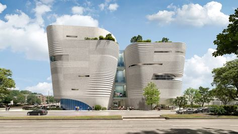 New York studio Ennead Architects has unveiled its design for the Milwaukee Public Museum building in Wisconsin, which will consist of a series of rounded structures informed by the area's geological formations. Public Aquarium, Museum Interior, Museum Design, Organic Structure, Schematic Design, Architectural Rendering, New York Studio, New Museum, Glass Facades