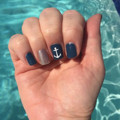 Anchor Fingernail Stickers-Decals, USNA, Nautical, Navy, Stars and Stripes Boating Nails, Anchor Nail Designs, Anchor Nails, Split Nails, Nautical Nails, Nail Serum, Navy Nails, Gel French Manicure, Types Of Manicures