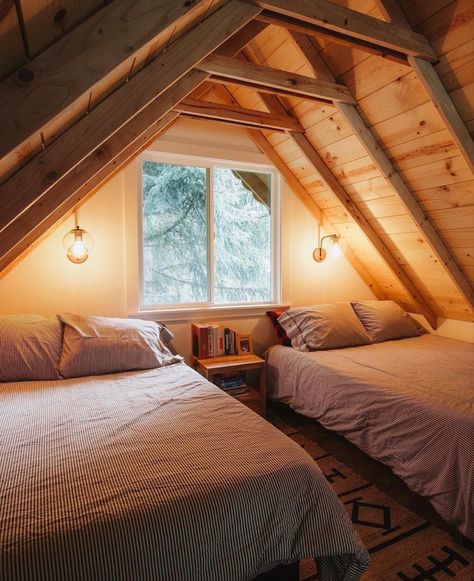 Attic Renovation Ideas, Cabin Loft, Attic Bedroom Designs, Attic Loft, Small Attic, Attic Bedrooms, Attic Renovation, Attic Remodel, Cabin Interiors