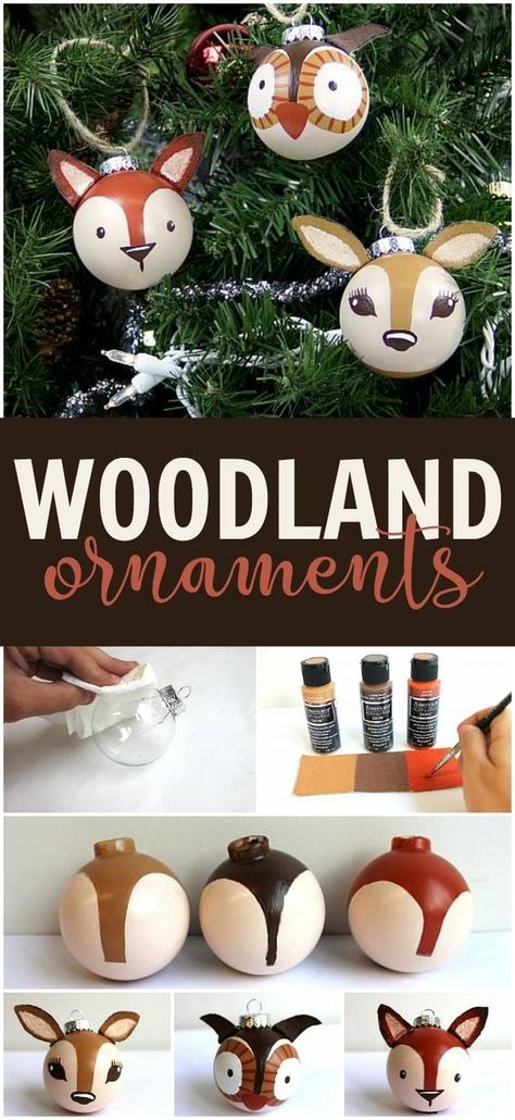 Jul Diy, Woodland Ornaments, Diy Christmas Ornaments Easy, Family Diy, Christmas Projects Diy, Woodland Christmas, Happy Design, Easy Christmas Diy, Handmade Christmas Ornaments