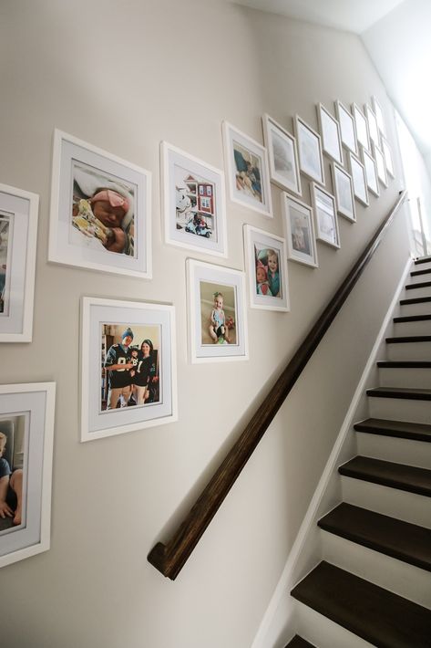 Stairs Photo Wall, Symmetrical Gallery Wall, Staircase Photo Wall, Stairway Pictures, Staircase Gallery Wall, Stairway Gallery, Stairway Gallery Wall, Staircase Gallery, Corner Lighting