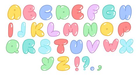 Multi-colored alphabet in bubble style, letters and symbols, a modern set of letters of the alphabet. Vector bold font for poster, leaflet, book cover, greeting card Bubble Handwriting, Bubble Letters Alphabet, Bubble Alphabet, Bubble Letter Fonts, Font Bubble, Graffiti Text, Style Letters, Letters Of The Alphabet, Bubble Style