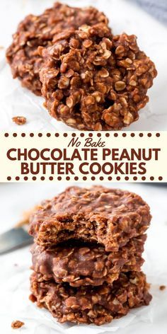 No Back Peanut Butter Cookies, Chocolate Peanut Butter Oat Cookies, No Bake Chocolate Peanut Butter Oatmeal Cookies Recipe, Baking Recipes No Milk, How To Make No Bake Cookies, No Bake Cookies No Milk, No Bake Chocolate Peanut Butter Cookies, Chocolate Peanut Butter No Bake Cookies, Non Bake Cookies