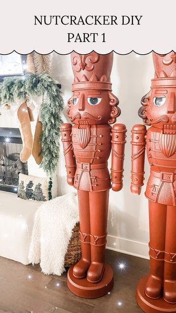 Spray Painted Nutcracker Diy, Home Depot Nutcracker, Diy Walmart Nutcracker, Giant Nutcracker Makeover, 75 Inch Nutcracker, Painted Walmart Nutcracker, Walmart Nutcracker Painted, Gingerbread Nutcracker Diy, Walmart Nutcracker Diy