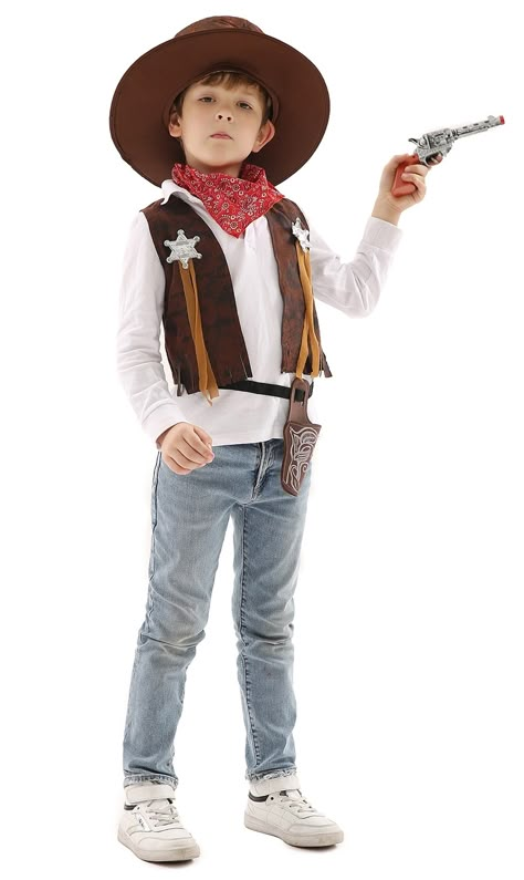 Cowboy Costume Kids, Boys Cowboy Costume, Wild West Costumes, Sheriff Costume, Cowboy Halloween Costume, Cowboy Sheriff, Cowboy Vest, Cowboy Outfit, Cowboy Costume