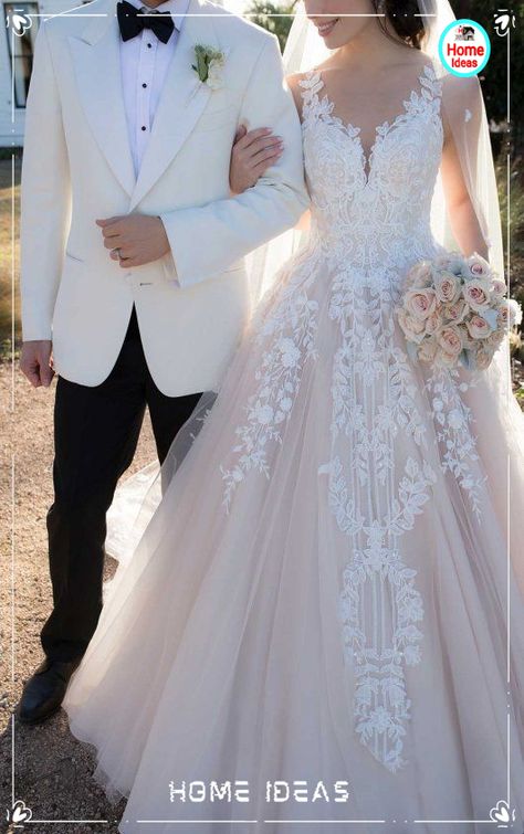 Notice Design, Martina Liana Wedding Dress, Sweep Train Wedding Dress, Spaghetti Strap Wedding Dress, Floor Length Wedding Dress, Dress Modest, Wedding Dresses 2018, Wedding Dresses With Straps, Dresses Simple