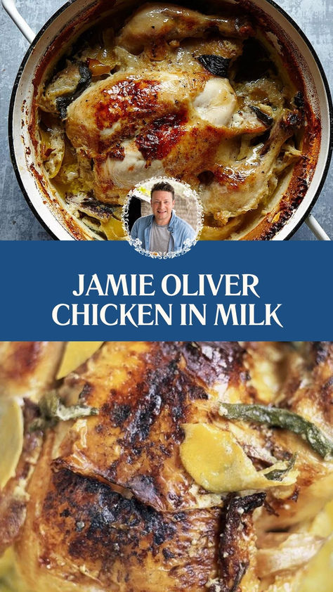 Jamie Oliver​ Chicken In Milk Jamie Oliver Roast Chicken, Chicken In Milk, Jamie Oliver Chicken, Milk Chicken, Great Meals, Jamie Oliver Recipes, Good Roasts, Cozy Dinner, Chefs Table