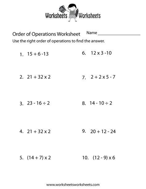 Simple Order of Operations Worksheet Printable Study Hall Ideas, 7th Grade Worksheets, Order Of Operations Worksheet, Math Order Of Operations, Pemdas Worksheets, 6th Grade Math Worksheets, Top Template, Pre Algebra Worksheets, Volume Math