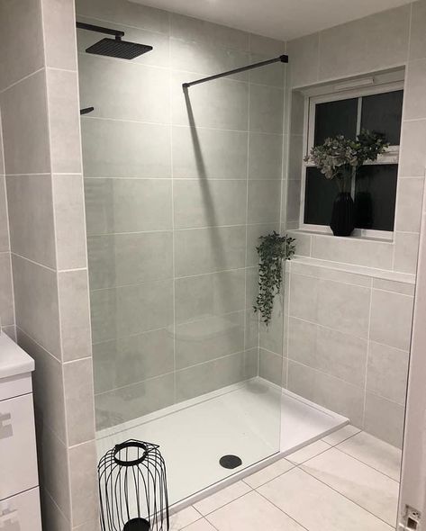 Shower With Pan Floor, Tile Shower With Pan Floor, Primary Suite Bathroom, Shower Bathroom Ideas, Standing Shower, Walk In Showers, Suite Bathroom, Primary Suite, Shower Bathroom