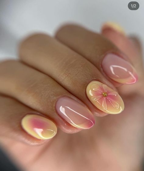 Cute Simple Nails, Nagel Tips, Girly Acrylic Nails, Summery Nails, Her Nails, Nagel Inspo, Yellow Nails, Floral Nails, Minimalist Nails