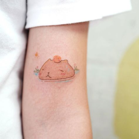 Capybara in hot spring Capybara Tattoo, Hot Spring, Tattoo Inspo, Cute Tattoos, In Hot, Tattoos And Piercings, Paw Print Tattoo, Small Tattoos, Tattoo Ideas