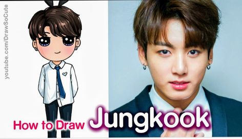 Jungkook Drawings, Chibi Mermaid, Jungkook Drawing, Draw So Cute, How To Draw Chibi, Christina Lorre, Kawaii Girl Drawings, Draw Chibi, Gray Hairstyles