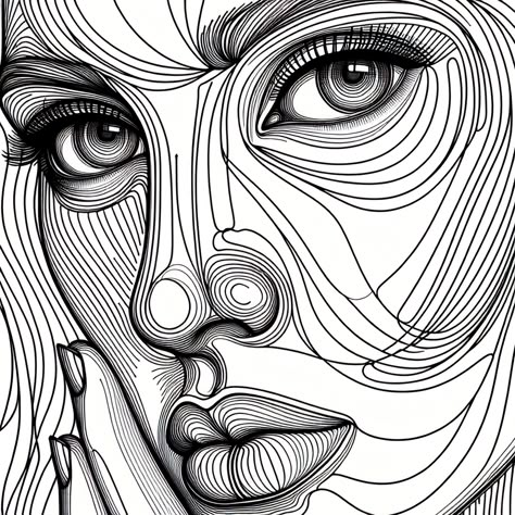 Decay Art, Geometric Portrait, Scratchboard Art, Line Artwork, Art Drawings Sketches Creative, Abstract Faces, Pen Art, Beautiful Drawings, Sketchbook Art Inspiration