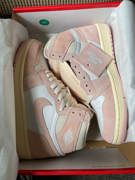 Nike Jordan 1 Pink, Pink Washed Jordan 1s, Washed Pink 1s, Washed Pink Jordan 1 Outfit Women, Bubblegum Jordan 1 Outfit, Washed Pink Jordans, Pink Jordans 1, Pink Jordan 1 Outfit Women, Treat Me Like A Princess