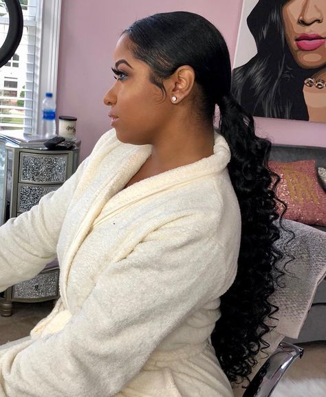 Ponytails Long Low Ponytail Hairstyles For Black Women, Formal Low Ponytail Black Women, Classic Ponytail Hairstyles Black Women, Low Wavy Ponytail Black Women, Sleek Wavy Ponytail Black Women, Low Pony Hairstyles, Straight Wavy Hair, Pony Hairstyles, Best Hair Straightener