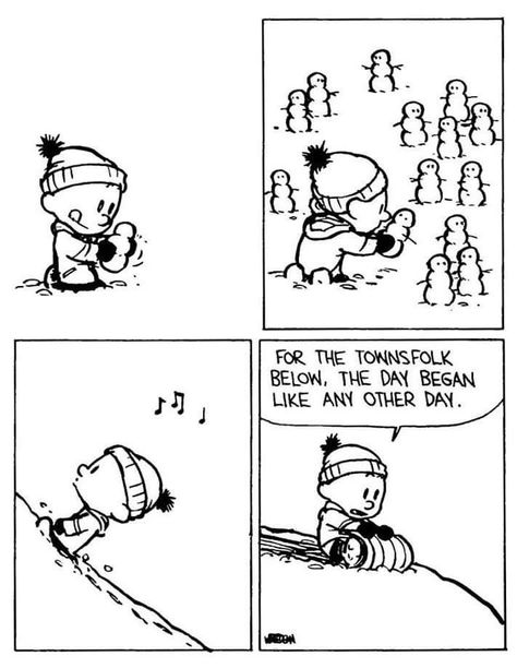 Calvin And Hobbes Snowmen, Calvin And Hobbes Christmas, Calvin And Hobbes Humor, Best Calvin And Hobbes, Calvin Und Hobbes, Calvin And Hobbes Quotes, Calvin And Hobbes Comics, Cartoon Strip, Artist Sketchbook