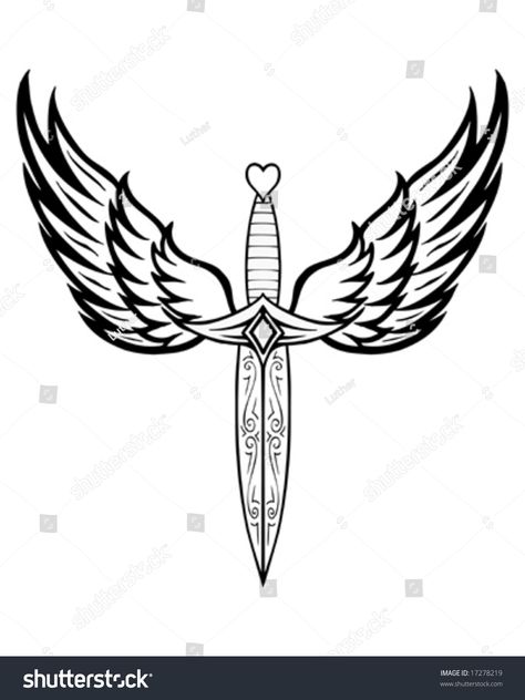 Knife Wings Tattoo, Winged Tattoo, Owl Wings, Knife Tattoo, Wing Tattoo, Dagger Tattoo, Wings Tattoo, Illustrator Tutorials, Cool Art Drawings