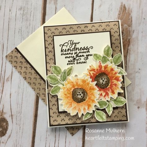 https://heartfeltstamping.com Wreath Cards, Coffee Gift Basket, Autumn Cards, Sunflower Cards, Chocolate Gifts Basket, Card Crafting, Thanksgiving Cards, Card Patterns, Fall Cards