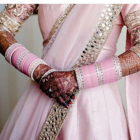 Baby Pink Chooda Wedding Choora, Chura Designs, Wedding Chooda, Punjabi Chura, Bridal Chooda, Wedding Chura, Wedding Bangles, Beautiful Bangles, Bridal Chura