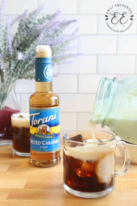 Sugar Free Syrup Recipe, Torani Syrup Recipes, Salted Caramel Syrup, Salted Caramel Latte, Torani Recipes, Low Carb Starbucks, Torani Syrup, Ninja Coffee Bar, Making Cold Brew Coffee