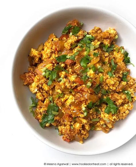 Paneer Bhurji: Scrambled Paneer - Hooked on Heat Paneer Burji, Bhurji Recipe, Paneer Bhurji, Vegan Chickpea Curry, Chickpea Coconut Curry, 3 Course Meals, Vegetarian Indian, Curry Dishes, Lentil Curry