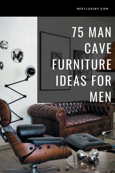 As if buying furniture for the rest of the house wasn’t already hard enough. When it comes to man cave furniture, the struggle is all too real.Let’s face it, you’re not going to find a whole lot of masculine sofas, chairs and tables out there. #nextluxury #homedesign #homedecor #homedecorideas Masculine Sofas, Single Man House Decor, Man House Decor, Man Cave Furniture Ideas, Man Cave Couch, Luxury Man Cave, Man Cave Chair, Classy Man Cave, Bachelor Pad Living Room