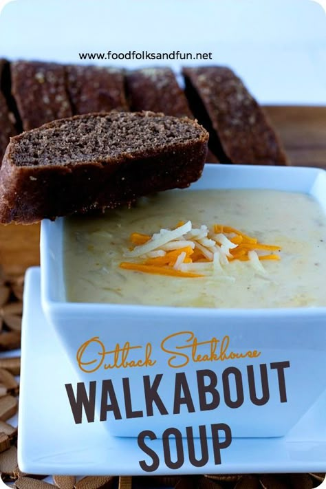 Outback Steakhouse Walkabout Soup Copycat Recipe | soup recipe | copycat recipe Walkabout Soup, Bushman Bread, Outback Recipes, Butter Bean Soup, Steakhouse Recipes, Outback Steakhouse, Honey Wheat, Recipes Soup, Savory Soups