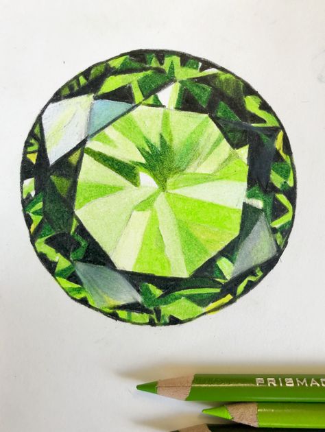 Colored Pencil Gemstones, Basic Sketching, Gem Art, Jewelry Design Drawing, Emerald Gem, New School Tattoo, Gems Art, Colored Pencil Drawing, Gcse Art