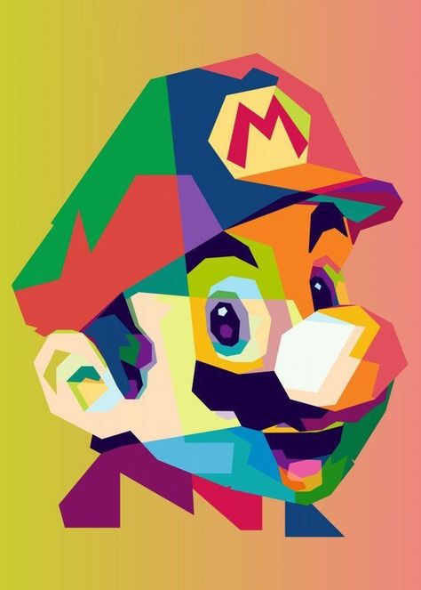 Mario Pop Art, Art Geek, Wpap Art, Cubism Art, Calligraphy Art Print, Nintendo Art, Pop Art Portraits, Mario Art, Pop Art Posters