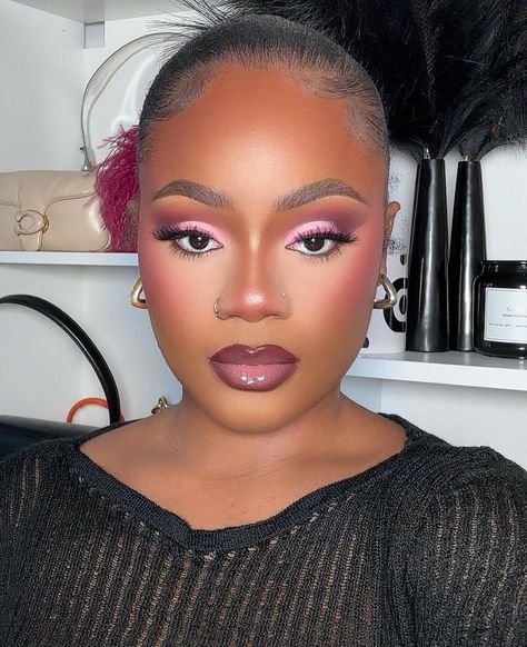 Soft Pink Glam Makeup, Pink Makeup Looks Soft, Pink Soft Glam Makeup, Pink Makeup Looks Black Women, Pink Soft Glam, Soft Pink Glam, Pink Glam Makeup, Makeup Looks Black Women, Pink Makeup Looks