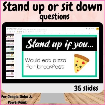 Stand Up If Game, First Grade Ice Breaker Activities, Sit Or Stand Game, Stand Up If Icebreaker, Sit Down If Game Questions, Sit Down Games For Adults, Stand Up Sit Down Game Questions, Ice Breaker Activities For Kids, Ice Breaker Games For Kids