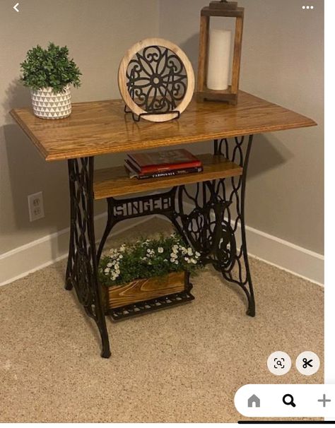 Singer Sewing Machine Repurposed, Singer Table, Antique Sewing Machine Table, Old Sewing Machine Table, Sewing Table Repurpose, Singer Sewing Tables, Singer Sewing Machine Table, Old Sewing Machine, Sewing Machine Tables