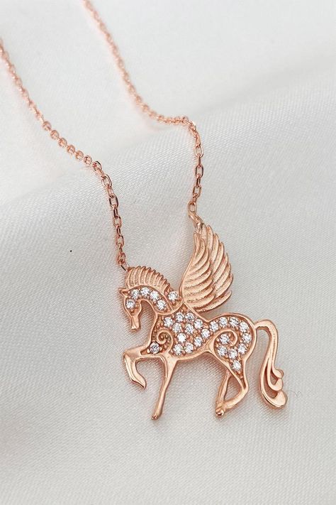 Pegasus Jewelry, Animal Necklaces, Gold Initial Ring, Indian Wedding Jewelry Sets, Gown Designs, Diamond Pendants Designs, Jewellery Design Sketches, Black Gold Jewelry, Horse Jewelry