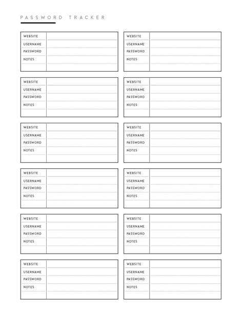 Goodnotes Password Template, Organization Templates Printable, Teller Slip Printable Free, Journal Worksheets Free Printable, Bujo Password Page, Home Planner Printables Free, Printable Lists Free, Password Tracker Template, Printable Organization Sheets Free