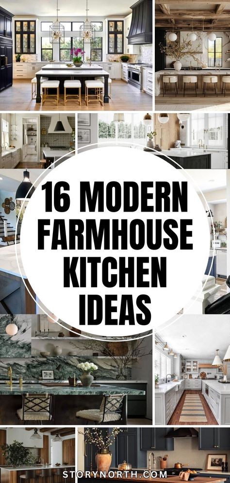 Pin these timeless kitchen ideas to elevate your home decor game! Discover the perfect blend of modern and farmhouse style for your kitchen makeover. #HomeDecor #KitchenIdeas #ModernFarmhouse #DecorInspiration Modern Cottage Kitchen, Modern Farmhouse Kitchen Ideas, Farmhouse Decoration Ideas, Beautiful Modern Farmhouse, Grey Kitchen Designs, Farmhouse Designs, Farmhouse Sinks, Farmhouse Kitchen Ideas, Modern Farmhouse Kitchen