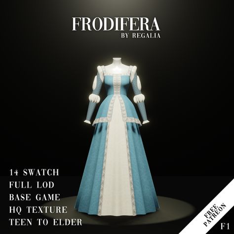 FRODIFERA (FROm DIfFErent ERA) | REGALIA on Patreon Sims 4 Custom Content Patreon, The Sims 4 Custom Content, Sims 4 Decades Challenge, Sims Medieval, Royal Clothes, Medieval Clothes, Pelo Sims, The Sims 4 Packs, Sims 4 Body Mods