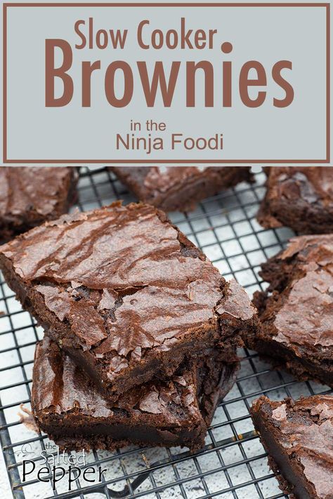 These slow cooker brownies are made from scratch and couldn't be easier to make! You make the batter right in the inner pot of the Ninja Foodi which makes cleanup a breeze! Crock Pot Brownies, Slow Cooker Brownies, Slow Cooker Cake, Slow Cooker Cinnamon Rolls, Slower Cooker, Ninja Cooking System Recipes, Monk Fruit Sweetener, Food Bites, Slow Cooker Baking