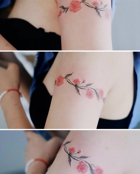 Roses Armband Rose Armband Tattoo For Women, Rose Armband Tattoo, Rose Band Tattoo, Armband Tattoo For Women, Simple Armband Tattoo, Rogue Tattoo, Roman Numeral Birthday, Types Of Tattoos, Tattoo Armband