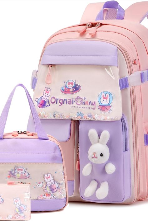 Pink Backpacks For School, Kawaii School Bag, Box Pencil Case, Backpacks For Girls, Cute School Bags, School Lunch Bag, Girls Backpack, Kids School Backpack