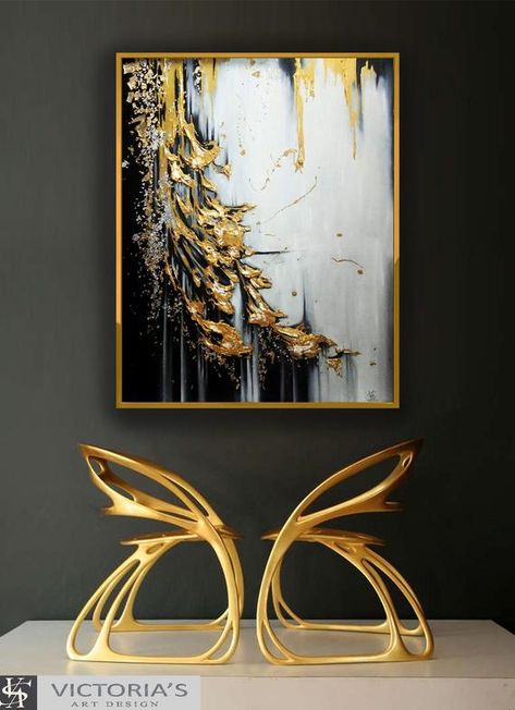 Feel Emotions, Shop Painting, Victoria Art, Original Abstract Art Painting, Abstract Painting Techniques, Canvas For Beginners, Gold Leaf Art, Easy Canvas Painting, Gold Leaf Painting