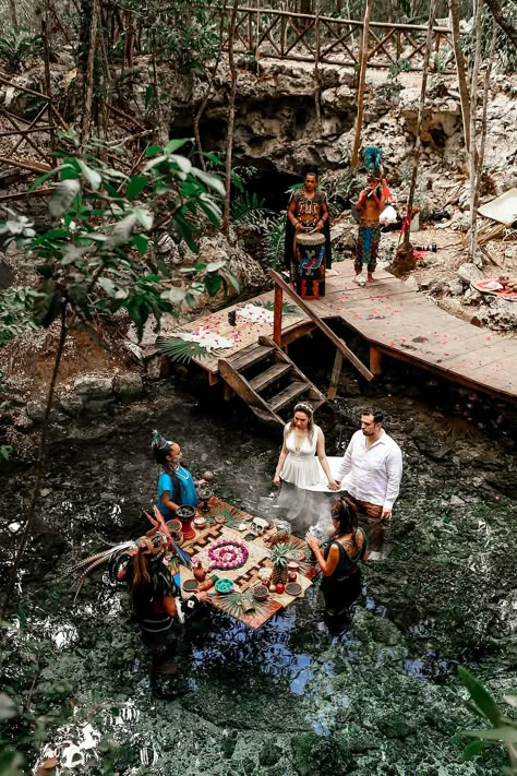 Mayan Wedding Dress, Azulik Wedding, Mexican Jungle Wedding, Veracruz Wedding, Shaman Wedding, Mayan Wedding Ceremony, Mayan Wedding, Wedding Tulum, Cenote Wedding