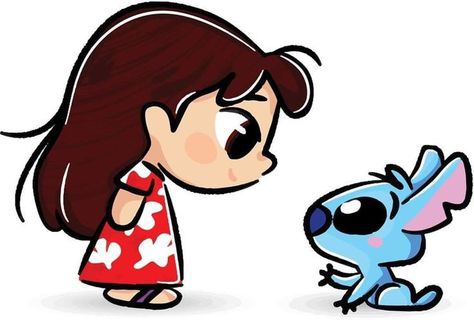 Kawaii Disney Characters, Chibi Disney, Disney Character Drawings, ليلو وستيتش, Cute Disney Characters, Disney Cuties, Lilo And Stitch Drawings, Desain Buklet, Kawaii Disney