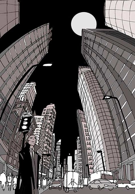 City City Escape Drawing, City Art Reference, City Scape Perspective, City Scape Drawing Perspective, Fisheye City Drawing, Black And White City Painting, Busy City Drawing, City Background Reference, How To Draw Cityscape