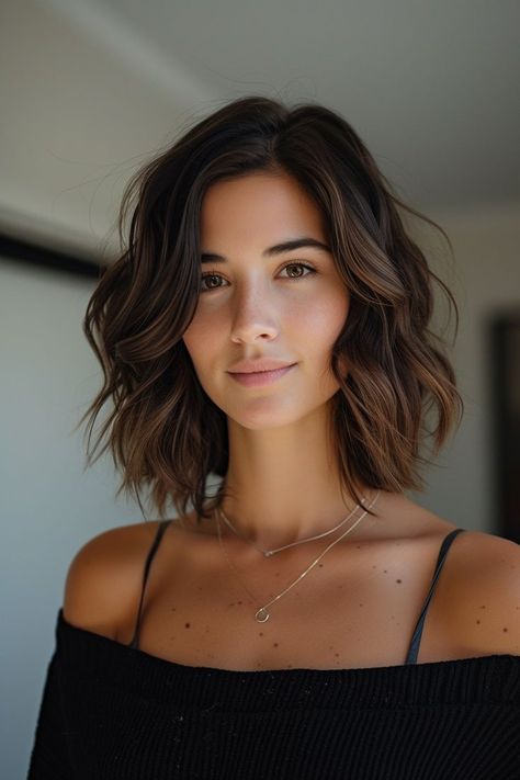 Wavy Bob Long, Short Brunette Hair, Italian Hair, Short Wavy Haircuts, Wavy Bob Haircuts, Thick Wavy Hair, Wavy Bob Hairstyles, Wavy Haircuts, Hair Inspiration Short