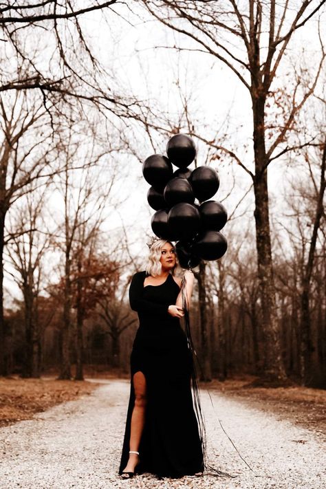 #allblackeverything #queen #birthday #queenphotoshoot birthday photoshoot #blackballoon #crown #blondehair #allblackoutfit #blackdressesforwomen #birthdayparty #photography #photoshoot #crownmebitxch @samslayphotography 40th Birthday Photoshoot Ideas For Women Black, Spooky Birthday Photoshoot Ideas, Fall 30th Birthday Photoshoot, 40tg Birthday Photoshoot, Spooky 30th Birthday Photoshoot, Birthday Shoots Outside, Black Birthday Pictures, Fall Photoshoot Birthday, Emo Birthday Photoshoot