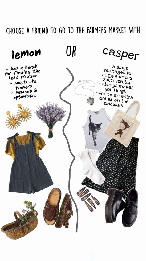 choose a friend to go to the farmers market with #cottagecore #y2k #choose #outfit #outfitideas #acubi #closetinspo #inspo #spring Farmers Market Aesthetic Outfit, Choose Outfit, Farmers Market Aesthetic, Farmers Market Outfit, Market Outfit, Market Aesthetic, Cottagecore Y2k, Colorful Outfits, Artsy Outfit