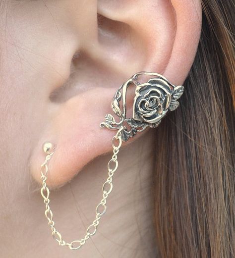 Ear Cuff Chain, Earring Cuff Chain, Cuff Earring, Hammered Hoop Earrings, Gold Ear Cuff, Silver Ear Cuff, Ear Cuff Earings, Spiral Earrings, Ear Cuffs