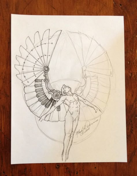 This is a rough design for my newest piece which I will be posting here. He will be a 12" figure with wood and metal wings done as a wall hanging. Metal Wings Drawing, Mechanical Wings Concept Art, Valentino Cosplay, Mechanical Wings, Bird Wings Costume, Africa Drawing, Wings Inspiration, Wings Sketch, Winged People