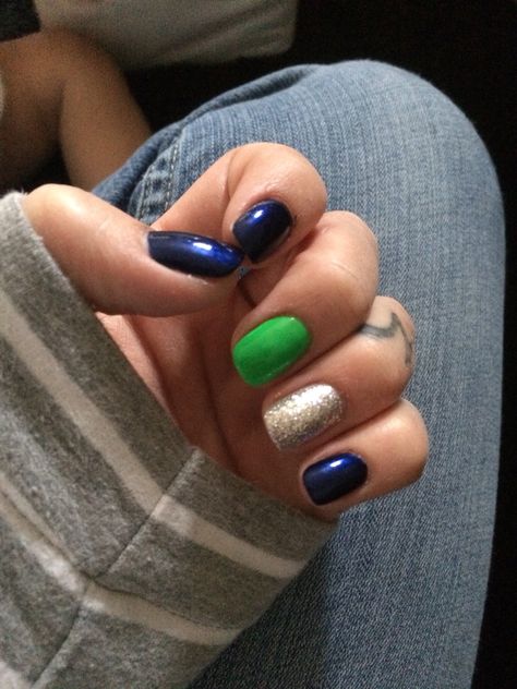 Seahawks Nails. Football. Go Hawks Seahawks Tattoo For Women, Seahawk Nails Design Seattle, Seattle Seahawks Nails, Nails Football, Seahawks Nails Design, Seahawk Nails, Seahawks Nails, Toenail Art, Nails Care